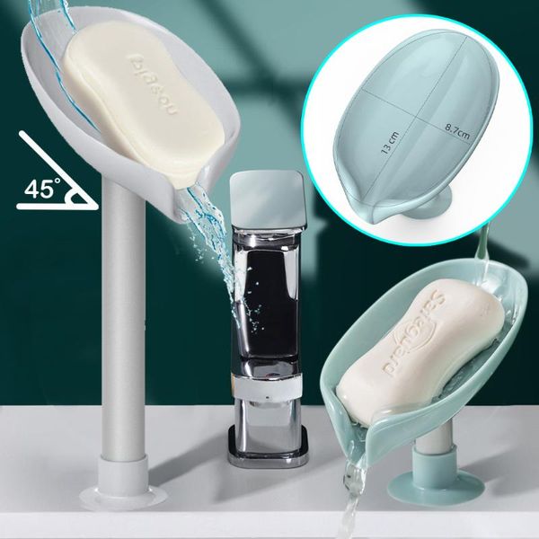 

soap dishes leaf shape holder drainage dish box sponge drain rack bathroom shower kitchen toilet standing storage plate tray