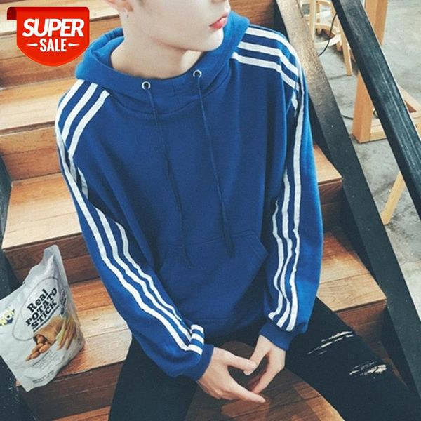 

2017 autumn and winter men's sweater arm three-bar hooded long-sleeved #jj1m, Black