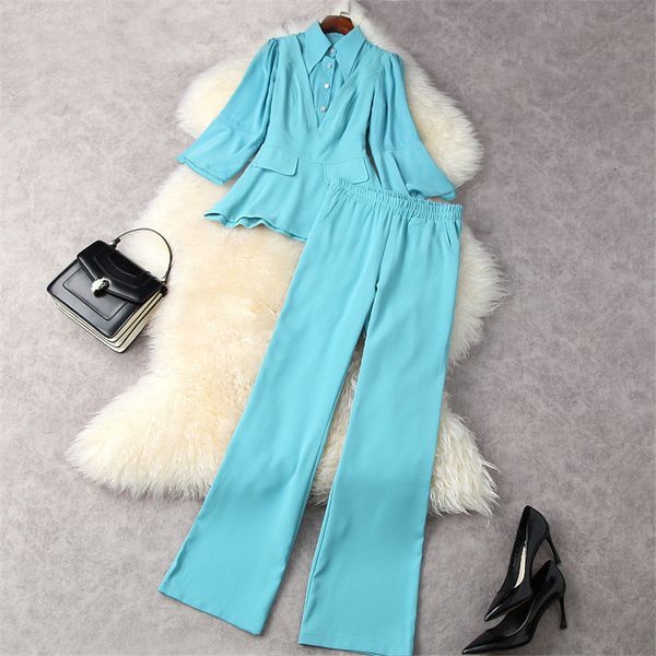

pant female fashion designers spring clothes from two elegant pieces turn down collar and suit pants office lady twinset work, White