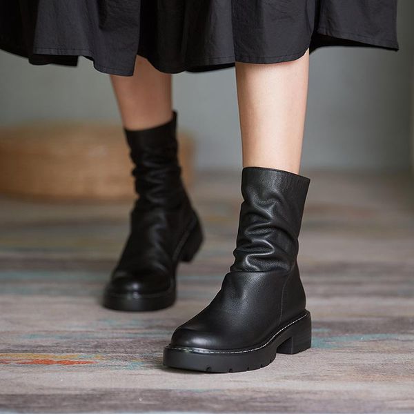 

boots bright2021 women's comfort with thi bottomed medium sleeve, Black