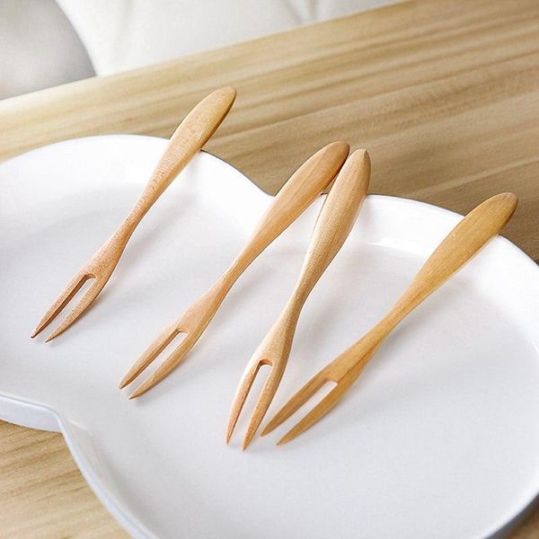

forks fruit fork children snack cake dessert pick long handle mooncake table dinnerware kitchen tool