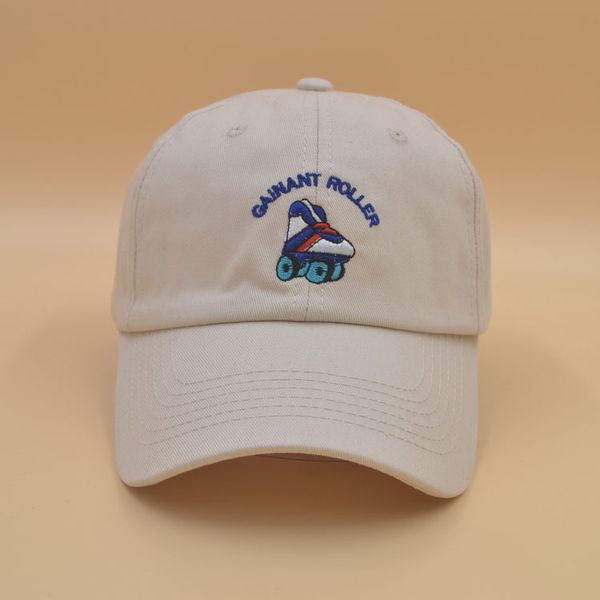 

korean leisure college wind roller skating letter embroidered baseball cap travel sunscreen skates duck tongue cap, Black;white