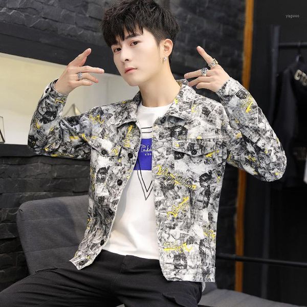 

wholesale 2021 denim jacket men fall men's tooling camouflage korean casual handsome spring and autumn coat jackets, Black;brown
