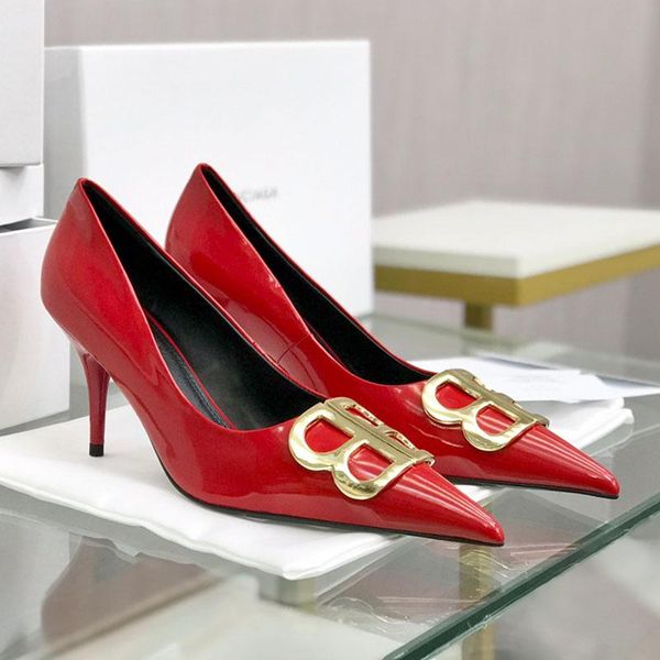 

shoes women stilettos pointed toe gold buckle high heels pumps ladies slip on shallow mouth thin heel shoe w01 dress, Black