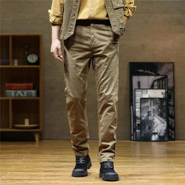 

men's pants men's straight-leg pants, cotton products, spring and summer casual fashion, long stretch khaki golf, Black