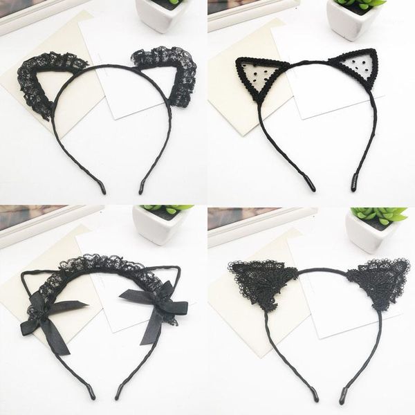 

girls woman hollow lace cat hair band animal ear headbands accessory wedding prom party cosplay costume head wear1