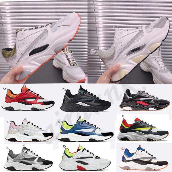 

[with box] luxurys designers b22 sneaker leather calfskin casual shoes 2021 technical knit men women platform sneakers multicolor trainers s, Black