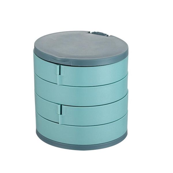 

jewelry pouches, bags multilayer rotating box advanced storage holder earring organizer cosmetic containers, Pink;blue
