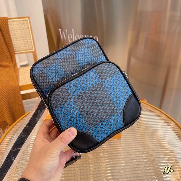 

2021 autumn and winter new fashion men shoulder bags handbags leather crossbody-bags small square bag classic chessboard camera-bags size:16