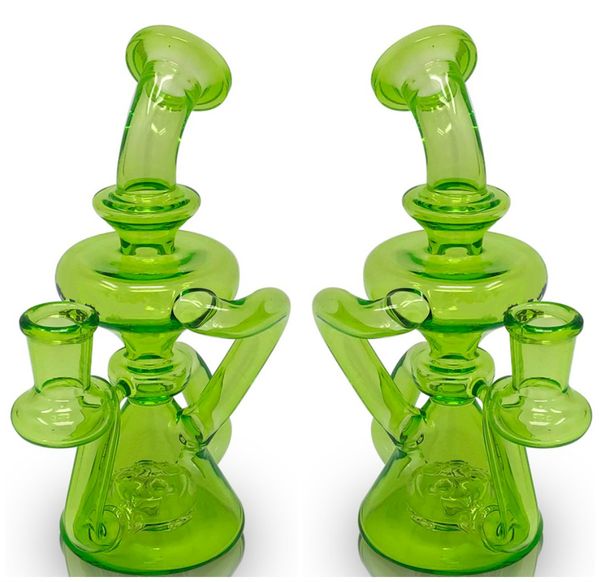 Старинные 7-дюймовые оригинальные зеленые вафли рециркулируют стекло бонг кальян курить трубы нефтяные горелка с миской или Banger может поставить логотип клиента