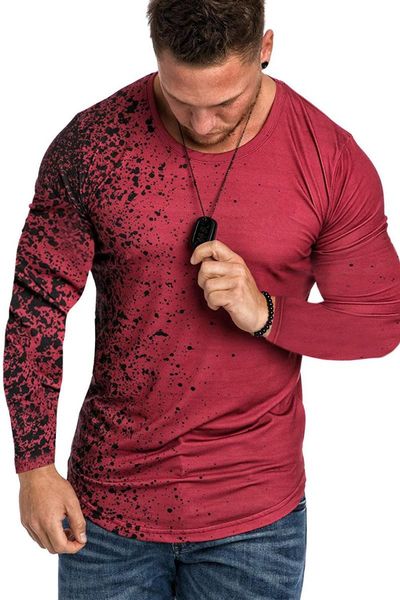 

men's t-shirts long sleeve o-neck tees men 3d print gradient color tshirt streetwear causal summer man slim t-shirt plus size m-3xl, White;black