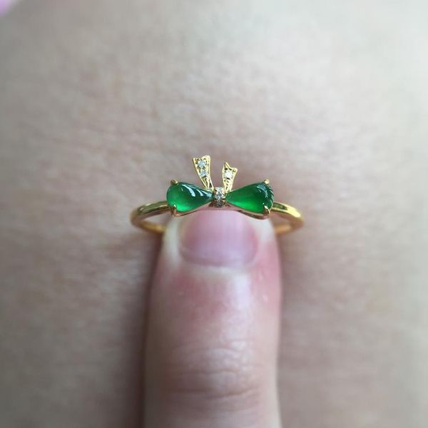 

cluster rings natural jasper bowknot opening adjustable ring romantic small fresh and lovely charm ladies brand silver jewelry, Golden;silver