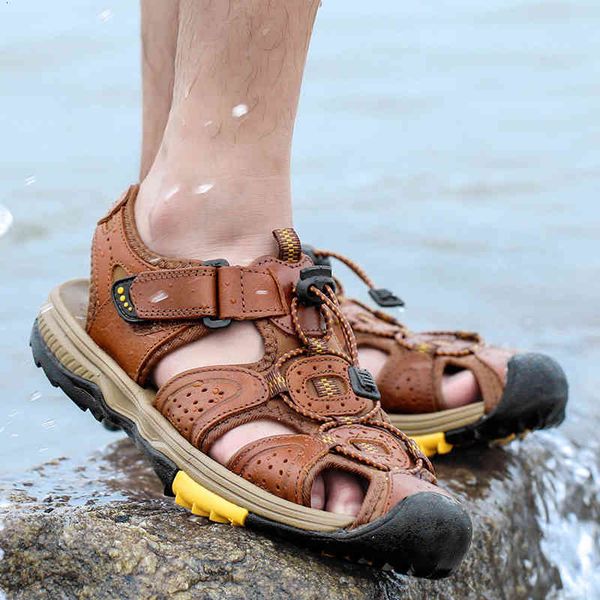 

slippers men's summer breathable sandals beach casual shoes thick sole comfortable breathable aqua for hiking fishing 38-45 logo, Black