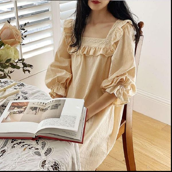 

sweet soft cotton long womens sleepwears nightgowns princess lace embroidery sleeve spring autumn homewear, Black;red