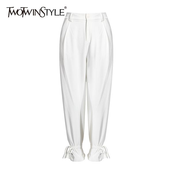 

white pleated wide leg pants for women high waist casual loose trousers female autumn style fashionable 210521, Black;white