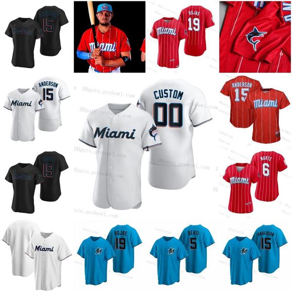 

marlins 2021 city connect 19 miguel rojas miami jersey 2 jazz chisholm jr. 15 brian anderson 14 adam duvall 22 sandy alcantara dylan floro, Blue;black