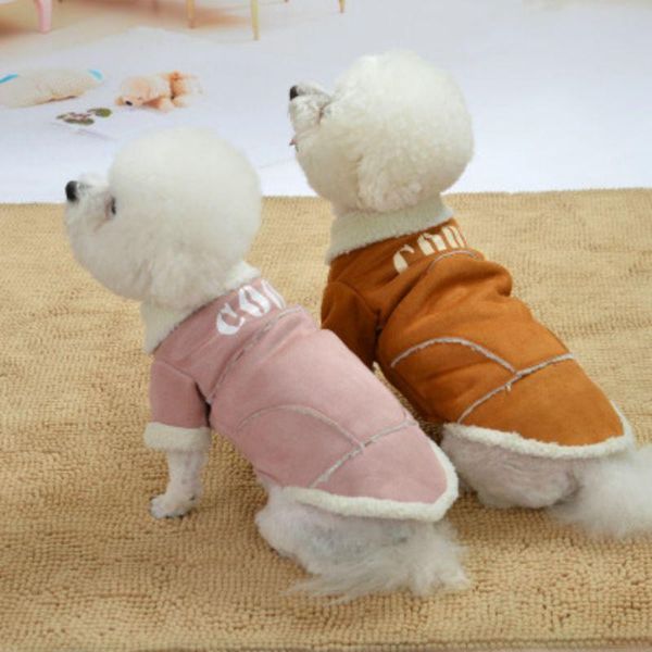 

dog apparel fashion pet autumn winter warm costume 2-legged coat thickening fleece button jacket for dogs
