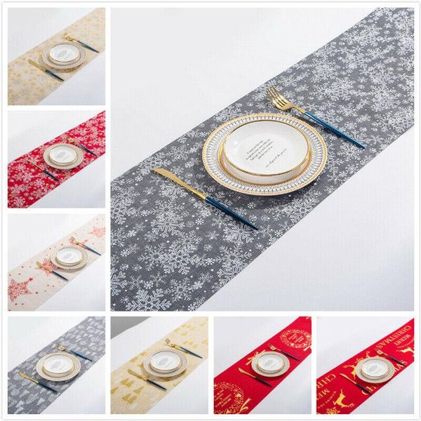 

christmas table runner tablecloth flag for home wedding banquet festival party printing bronzing dust cover decoration cloth