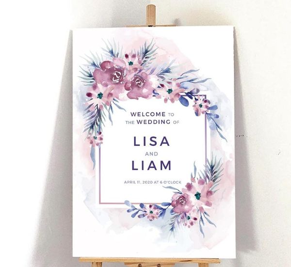 

party decoration wedding favor custom logo personalize name welcome sign card poster engagement dinner birthday