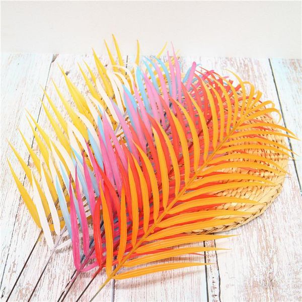 

decorative flowers & wreaths 10pcs fan-shaped plastic leaf branch simulation palm leaves home wedding decoration plant flower wall fake plan