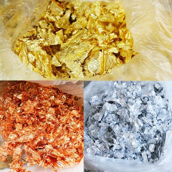 

1kg imitation gold leaf flakes, silver flakes,pure copper fragment for decoration, three colors optional other arts and crafts