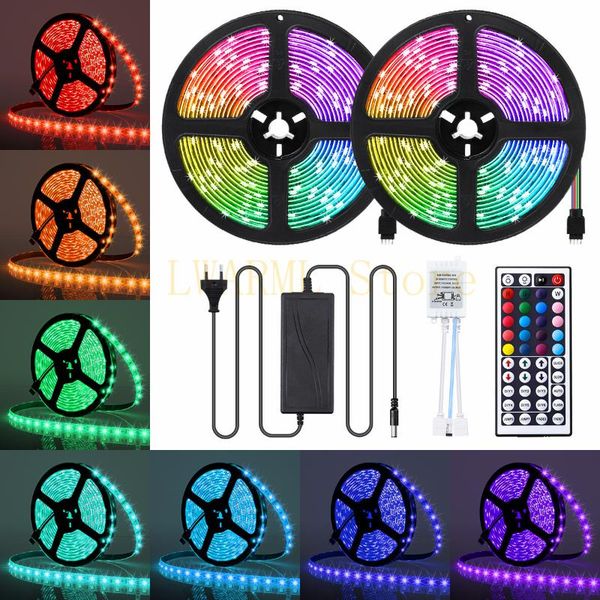 

strips 2pcs 5 m led strip rgb waterproof remote control color tv backlight for home decoration and christmas lights dc12v