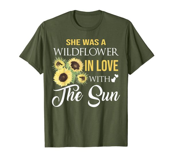 

she was a wildflower in love with the sun sunflower tshirt, White;black