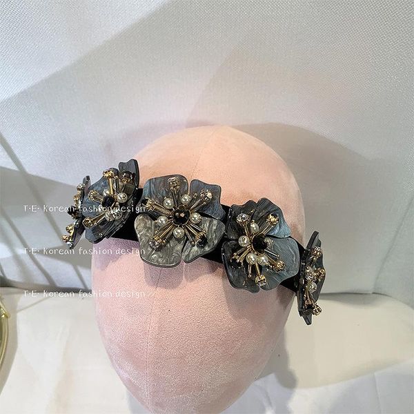 

hair clips & barrettes handmade crystal acrylic big petal band wide side headband style fashion retro home party, Golden;silver