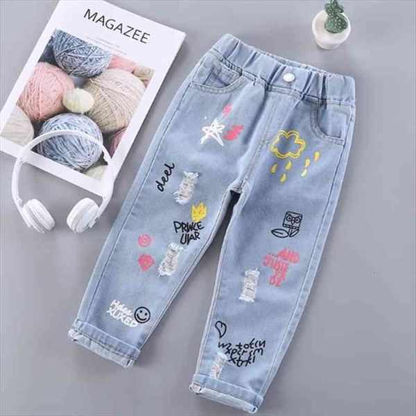 

childrens clothing jeans spring and autumn girls trousers loose babies big wild 2 8 baby clothes pants, Blue