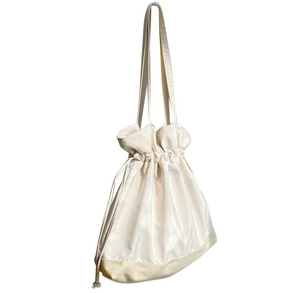 

evening bags girls' solid color personality fold canvas bag drawstring soft shoulder