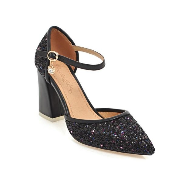 

big sizepointed shining sandals high heels women shoes woman summer ladies, Black