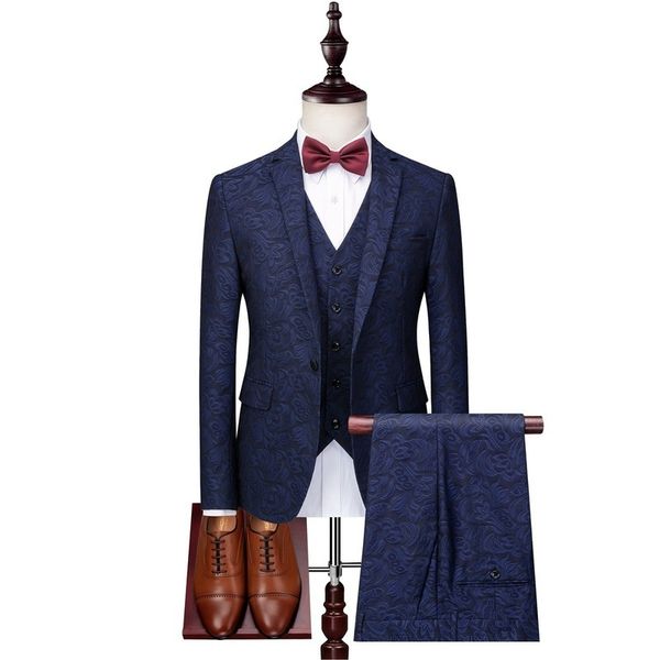 

& men's suits blazers autumn and winter one button three piece suit, White;black