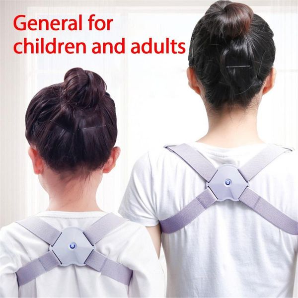 

adjustable smart back posture corrector intelligent brace support belt shoulder training correction spine waist, Black;gray