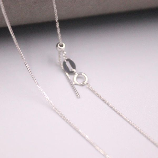 

chains au750 real 18k white gold chain neckalce for women female 0.9mm thin wheat link choker necklace 18''l gift, Silver