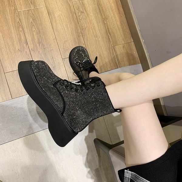 

boots winter female australian style ankle boot silver snow rhinestones crystal shiny flash bling women girl fur, Black
