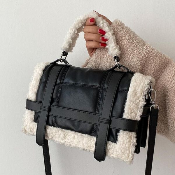 

evening bags elegant female plush tote bag trendy quality pu leather women's designer handbag high capacity large shoulder messenger pu