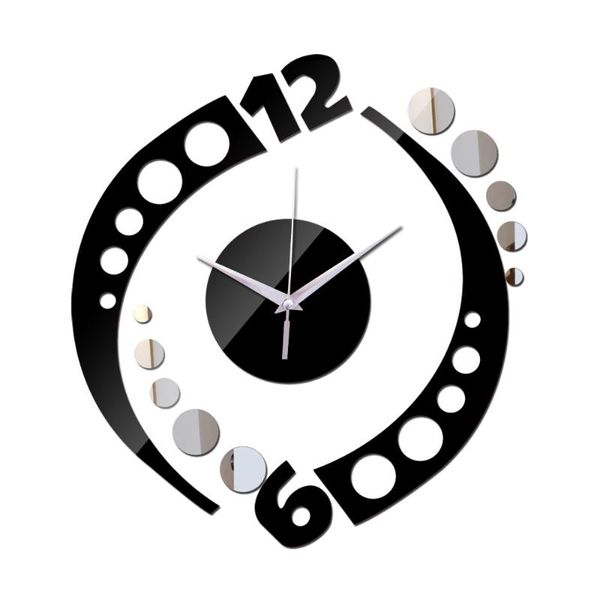 

rushed double color 3d acrylic wall stickers diy vintage mirror quartz clock modern design watch decor clocks