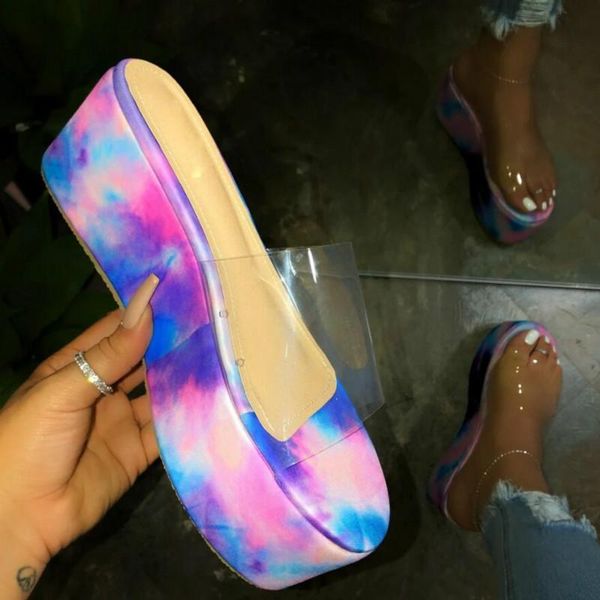 

sandals waterproof thick bottom women summer shoes fashion transparent colorful high heels female platform plus size 41, Black