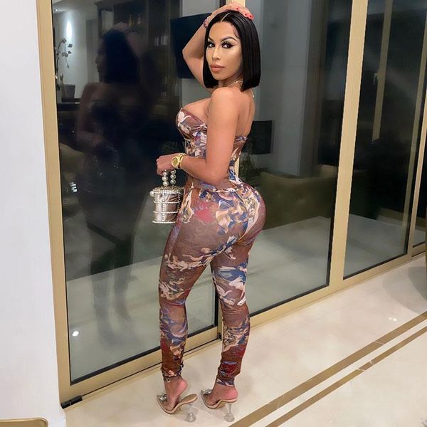 

beyprern beautiful angel print corset and matching jumpsuit outfits vintage strapless jumpsuits bandage rompers active wear, Black;white