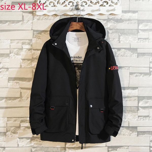 

men's jackets arrival super large spring autumn men casual turn-down collar loose mens and coats with hood plus size xl-6xl7xl 8xl, Black;brown