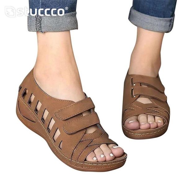 

women sandals summer shoes wedges with platform soft leather gladiator sandalias mujer heels, Black