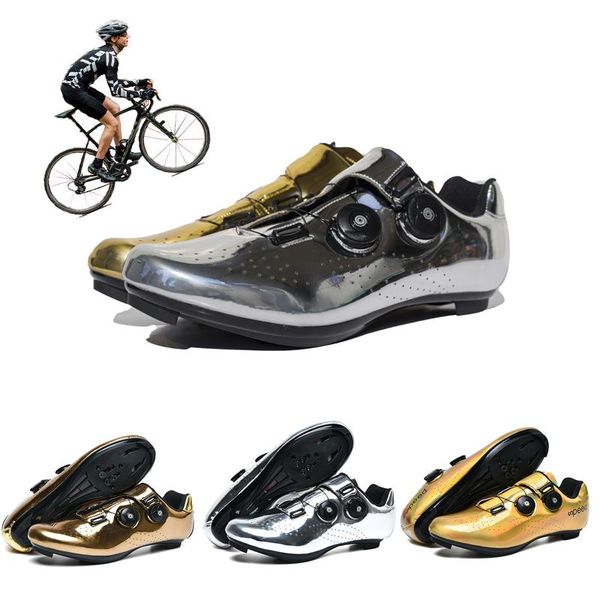 

road bike couple cycling shoes men's outdoor sports electroplating ultralight mountain self-locking shoe footwear, Black