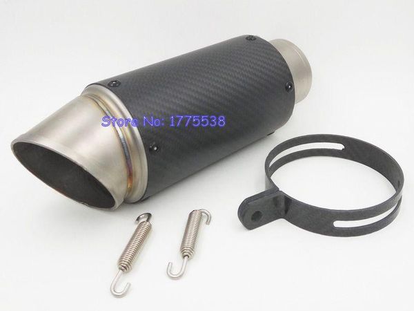 

motorcycle exhaust system inlet 51mm/61mm/63mm/65mm customized motorbike carbon fiber muffler pipe with db killer clamp