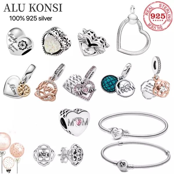 2021 Nuova festa della mamma 925 perline in argento sterling mamma alfabeto branelli di fascino misura originale Pan bracciali donne gioielli fai da te regalo