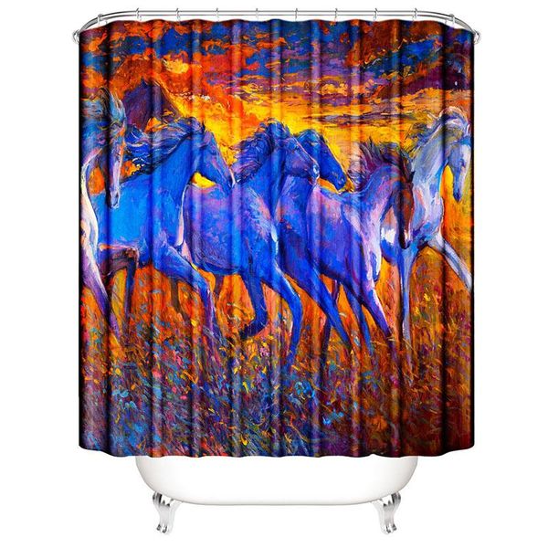 

shower curtains impressionism horse curtain painting waterproof for bathroom carpet