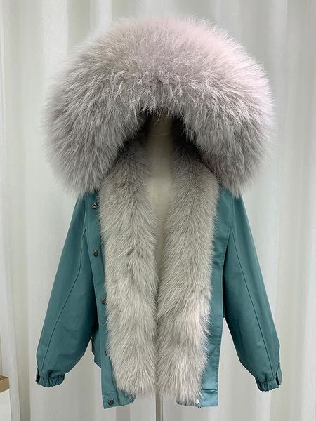 

women's fur & faux 2021 style overcomes female liner parka rex coat short detachable, Black