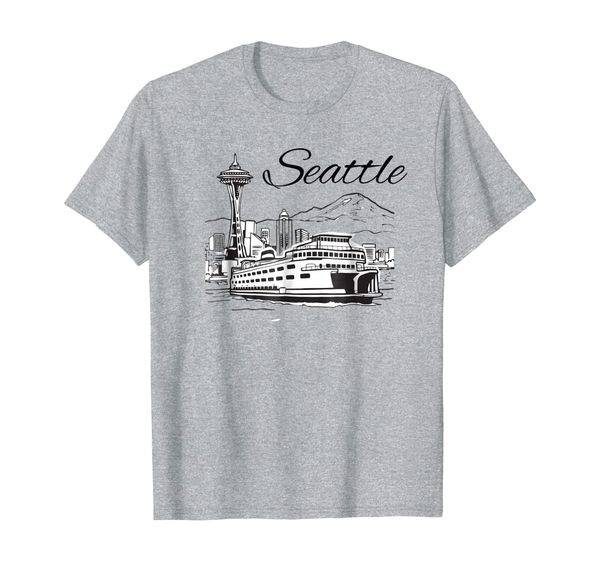 

seattle skyline t-shirt emerald city souvenirs, White;black