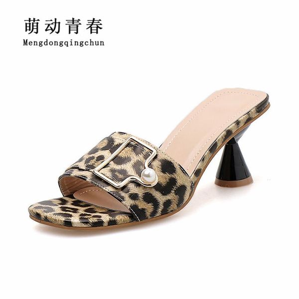 

women slippers sandals open toe spike heels slip on buckle design casual high low outdoor, Black