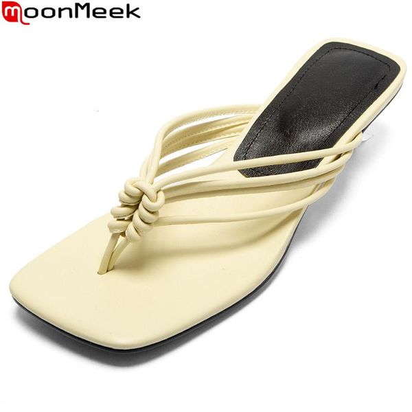 

slippers moonmeek 2021 arrival women low heel square toe ladies shoes summer fashion classic casual mules, Black