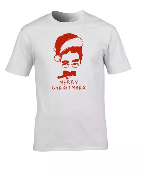 

groucho christmarx- marx brothers santa- men's t-shirt, White;black